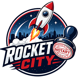 Rocket City Notary | Mobile Notary & Loan Servicing Agent Logo